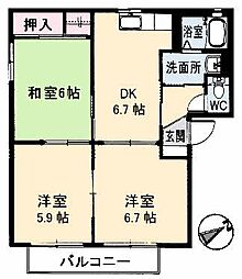グレイス光B 3DKの間取図画像