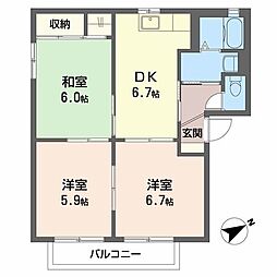 グレイス光B 3DKの間取図画像