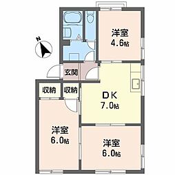 太華ハイツC 3DKの間取図画像