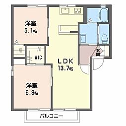 フレグランス中塚 2LDKの間取図画像