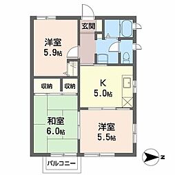 ディアス山本 3Kの間取図画像