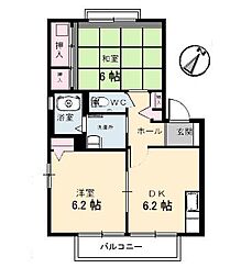 フォーレス沼城 2DKの間取図画像