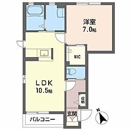 トパーズS 1LDKの間取図画像