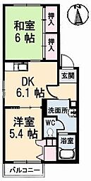 クレール中央 2DKの間取図画像