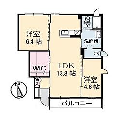 ラ・カーサアザレア 2LDKの間取図画像