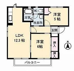 シャーメゾンドラジェ　Ｂ棟 2階2LDKの間取り