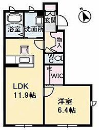 シャーメゾン際波　Ｃ棟 1階1LDKの間取り