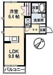 シャーメゾン小串 1階1LDKの間取り