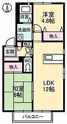 サン・ハイツB 2LDKの間取図画像