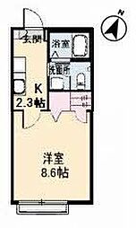 シャンティ'11 1Kの間取図画像