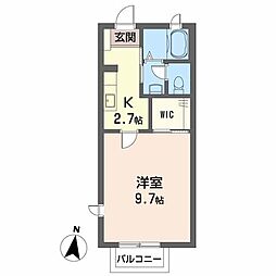 ディアスB&W1 1Kの間取図画像