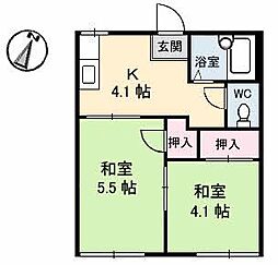 テクノハイツ91 2Kの間取図画像