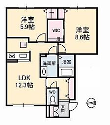 シャーメゾン華城 2LDKの間取図画像