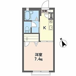 ブルックハイムC 1Kの間取図画像