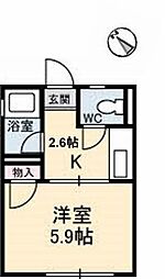 タウニーマタノA 1Kの間取図画像