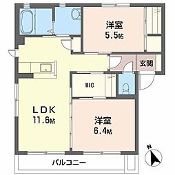 シャーメゾン山王田E 2LDKの間取図画像