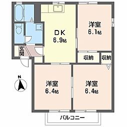 アンシャンテB 3DKの間取図画像