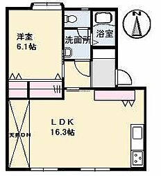 フローレンス2 1LDKの間取図画像