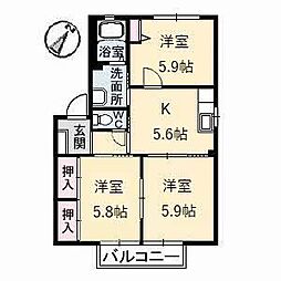 シャーメゾンリラフォート 2階3Kの間取り