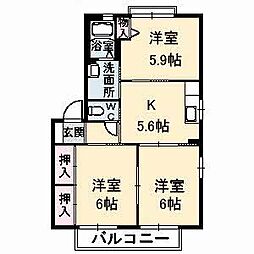 シャーメゾン鴨庄　Ｂ棟 1階3Kの間取り