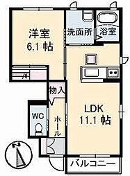 メゾン　ピアー 1階1LDKの間取り