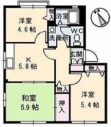 ディアス33A 3Kの間取図画像