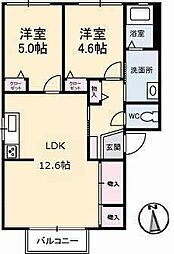 ディアス宮尾 2LDKの間取図画像