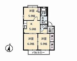 ルピナス 3Kの間取図画像