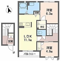 ラ・モードガーデンズ1 2LDKの間取図画像