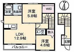 Ｐｒｉｍｏ　Ａｍｏｒｅ　Ａ棟 2階2LDKの間取り