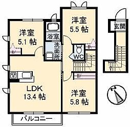 ハイツMINORUC 3LDKの間取図画像