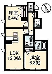GRANDMAST高松中央B 2LDKの間取図画像