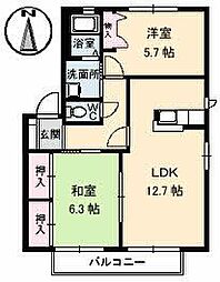 グランカーサA 2LDKの間取図画像