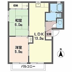 シャーメゾンラヴィB 2LDKの間取図画像