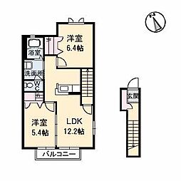 シャーメゾンパインヒル 2LDKの間取図画像