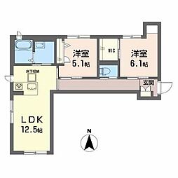 ベレオコンフォートキタシマダA 2LDKの間取図画像