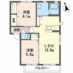 クラヴィエ南昭和D 2LDKの間取図画像