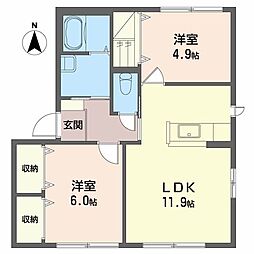 シャーメゾンラヴィA 2LDKの間取図画像