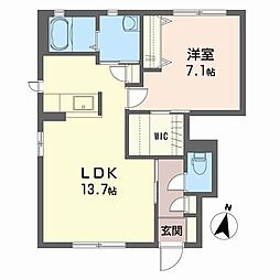 ヒルサイドコートB 1LDKの間取図画像
