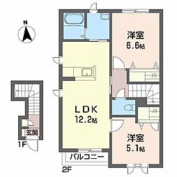 ヴィラエスペランス3 2LDKの間取図画像