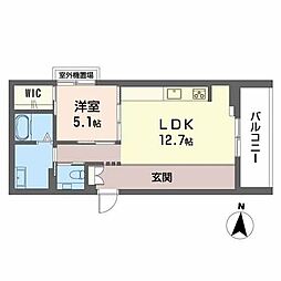 シャーメゾン　アヴァンセ 3階1LDKの間取り