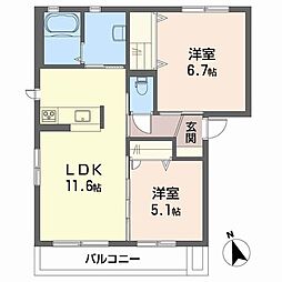 メゾン・フィオレンテ 2LDKの間取図画像