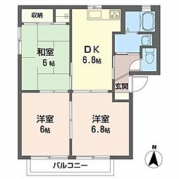グランシード星岡A 3DKの間取図画像