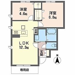 パーチェカーサ辻町 2LDKの間取図画像
