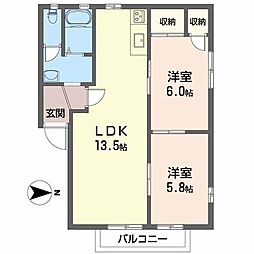 ディアスEASTA 2LDKの間取図画像