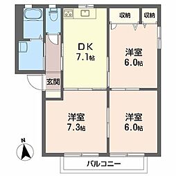 バリュージュ栄 3DKの間取図画像
