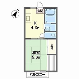 サンライフ前田NO.2 1Kの間取図画像