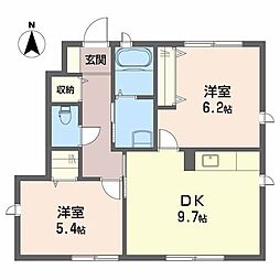 シャーメゾン中須賀 2DKの間取図画像