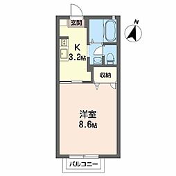 シャーメゾン八雲B 1Kの間取図画像
