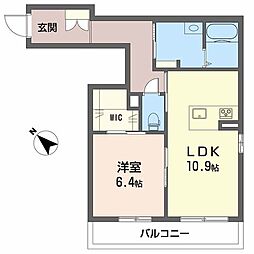 アルクレスト 1LDKの間取図画像